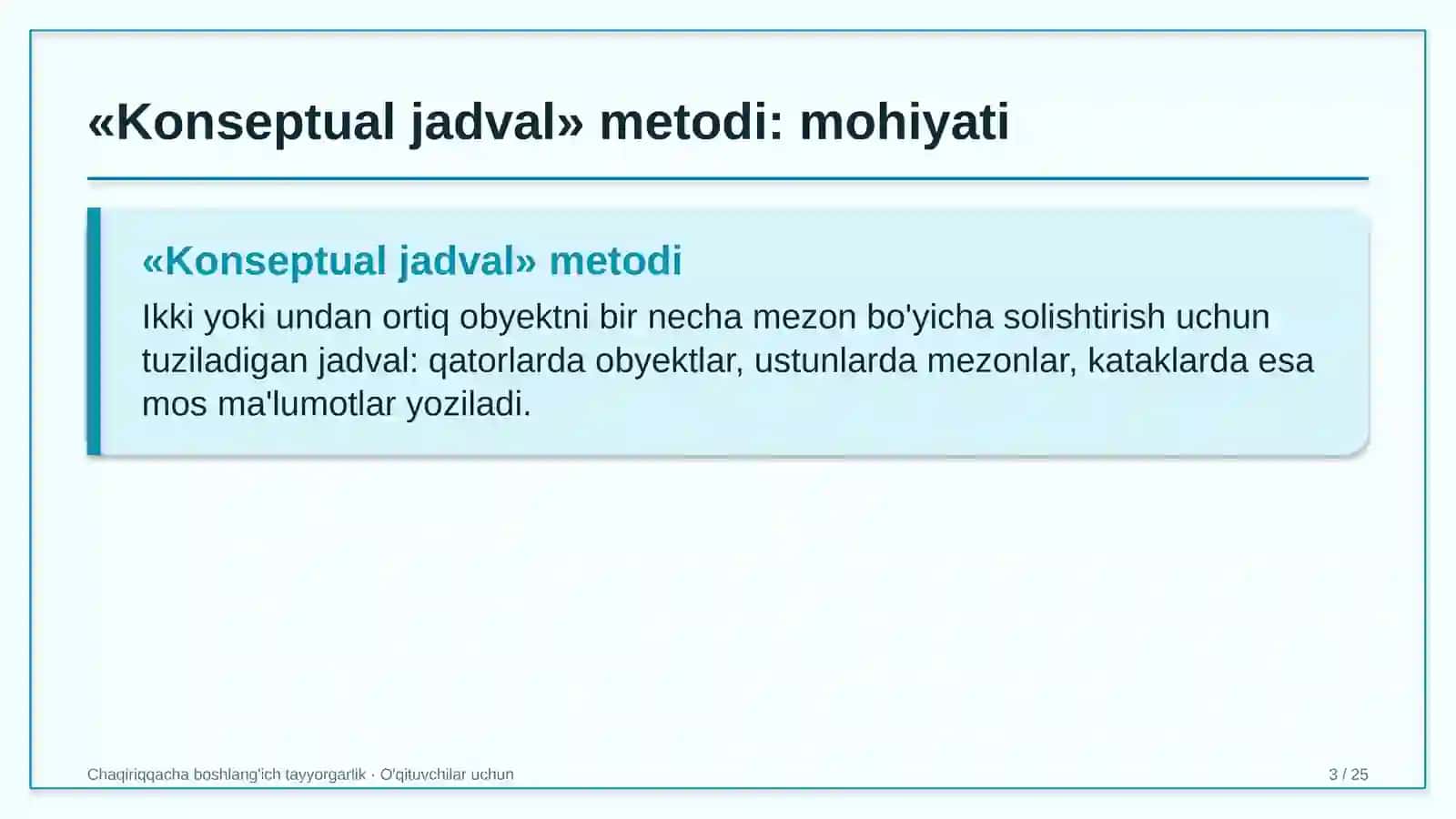 chaqiriqqacha boshlang'ich tayyorgarlik darslarida konseptual jadval metodidan foydalanish 8097 3