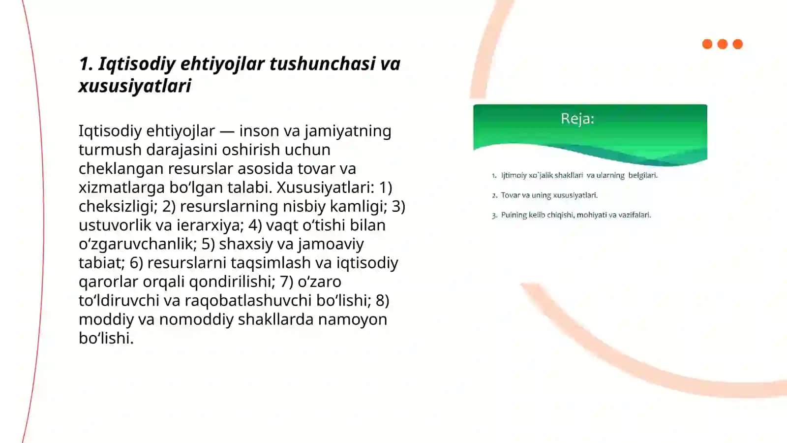 Iqtisodiy ehtiyojlar va ularning turlari 3
