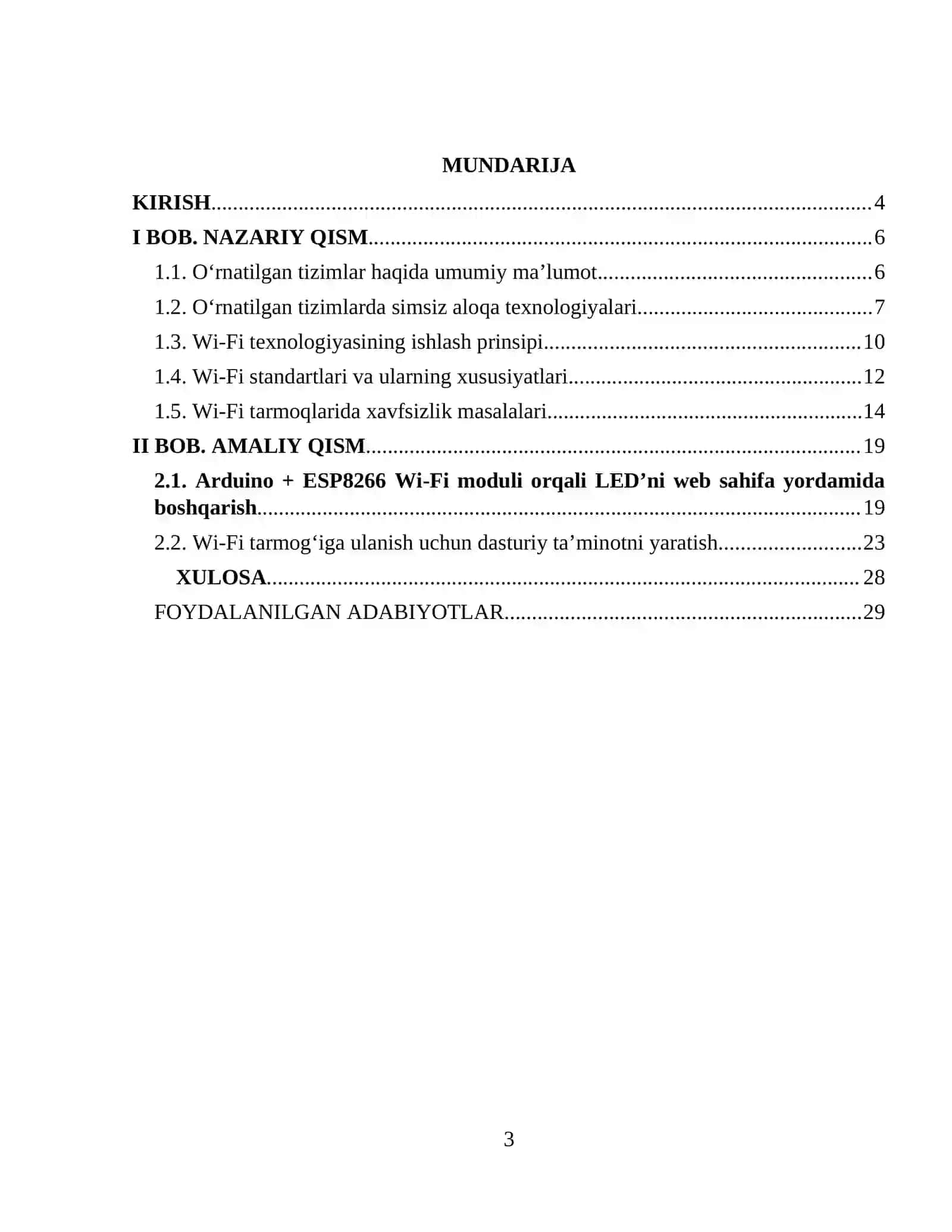 O'RNATILGAN TIZIMLARDA WIFI TEXNOLOGIYASI KURS ISHIGA HISOBOT YOZUVI 3