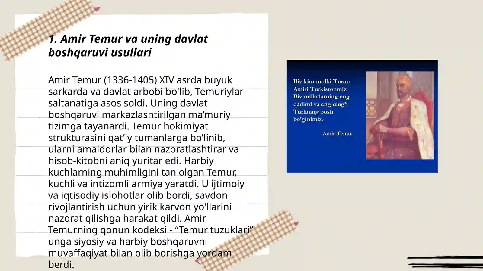 Amir Temur ulli mamleket ģayratkeri 3