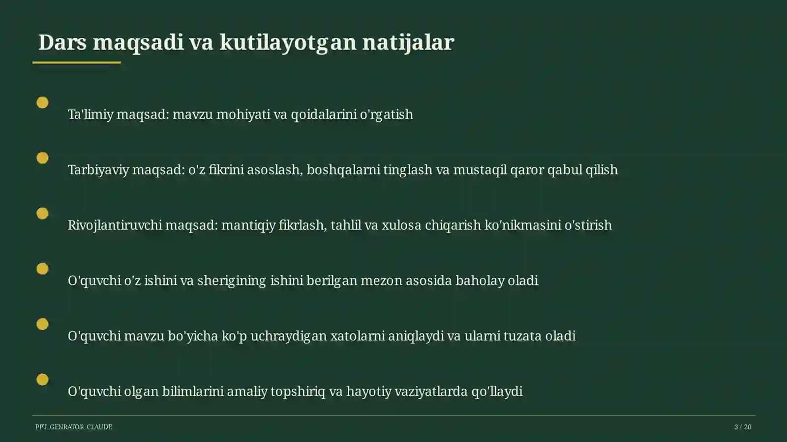 Dars rejasi 3