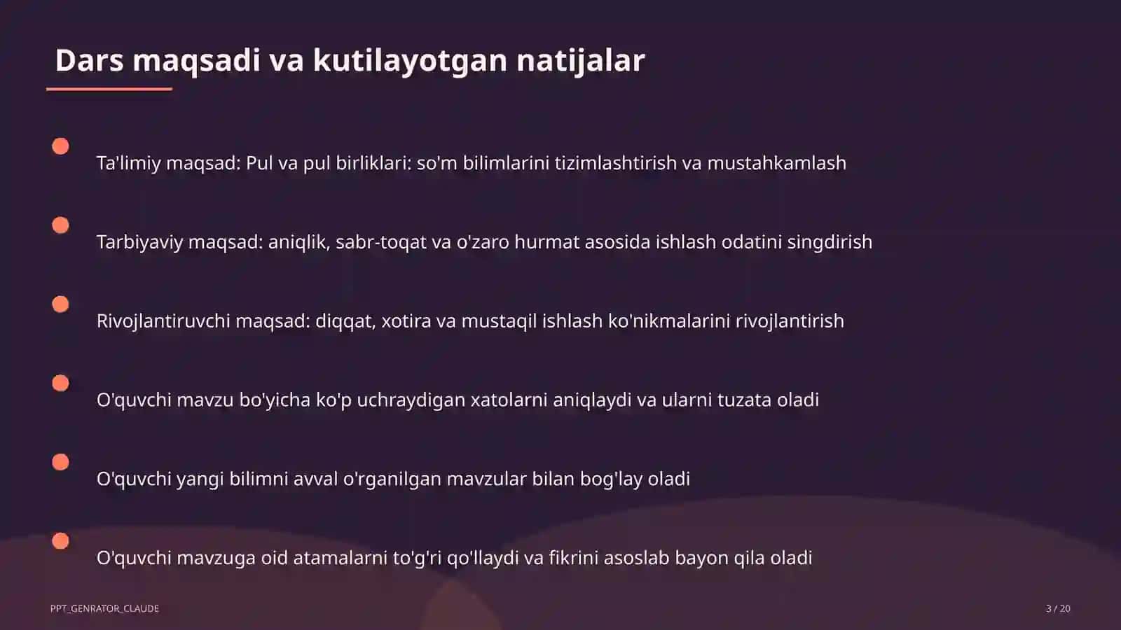 Pul va pul birliklari: so'm (2-sinf) 3