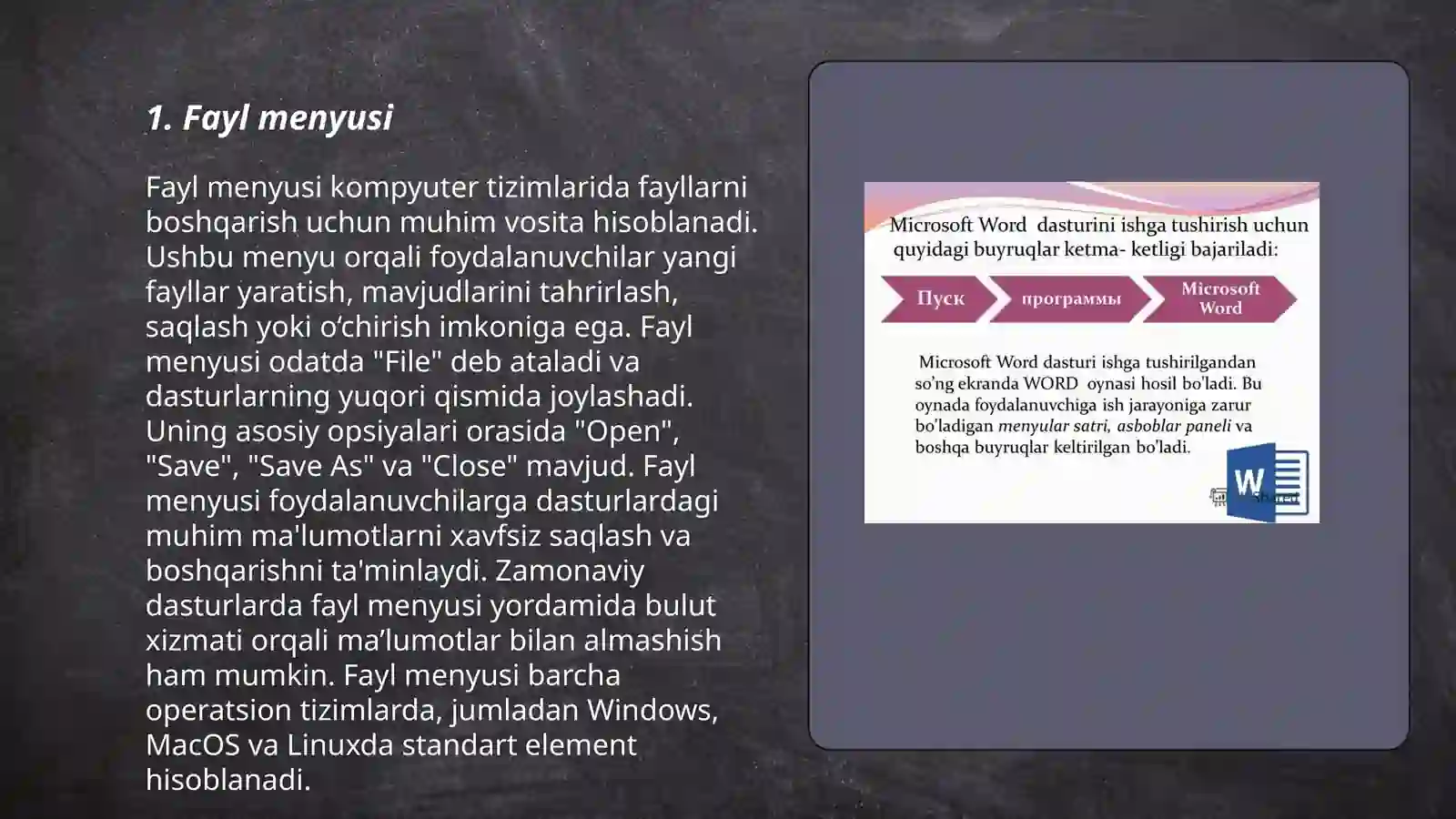 Power point dasturi interfeysi menyulari 3