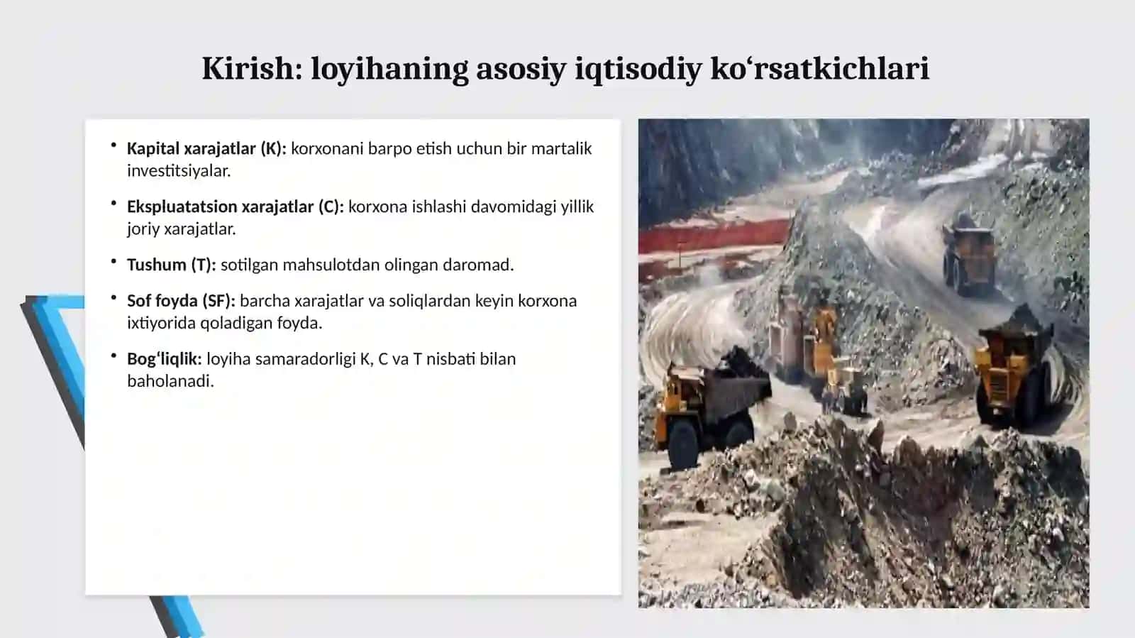 Kapital va ekspluatatsiya xarajatlari, korxonaning sof foydasi 3