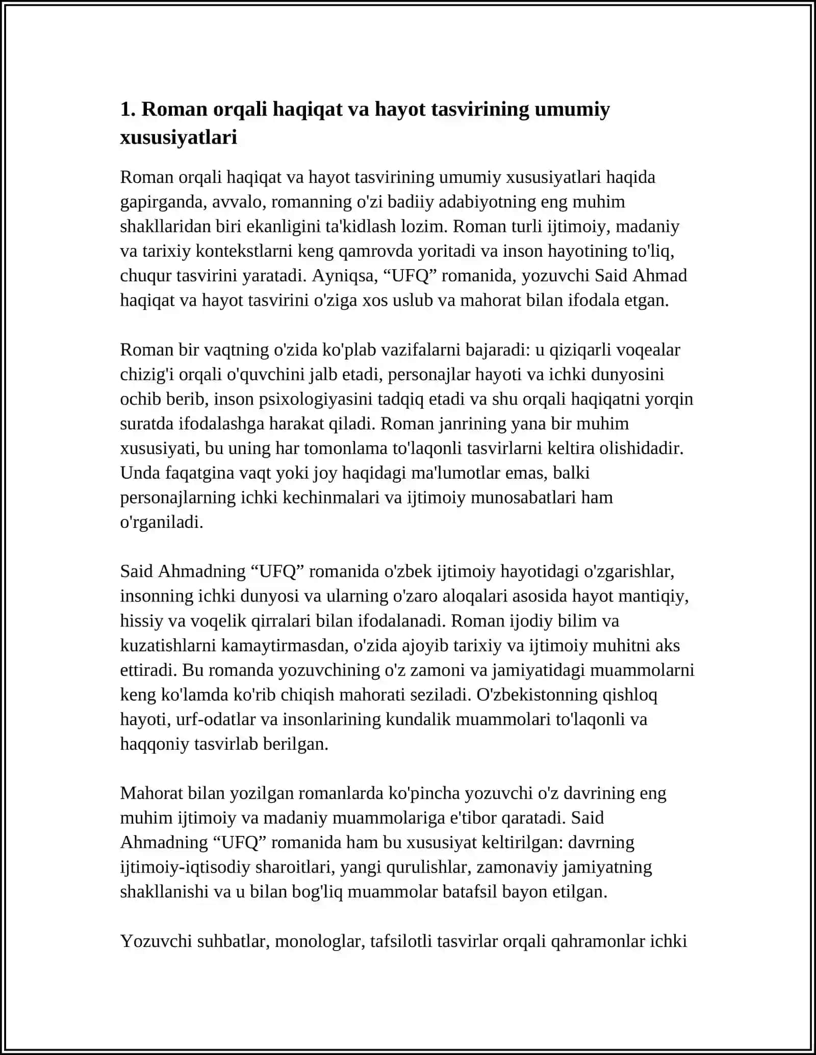 SAID AHMADNING “UFQ” ROMANIDA TASVIRGA OLINGAN “HAQIQIY HAYOT MANZARASI” 3