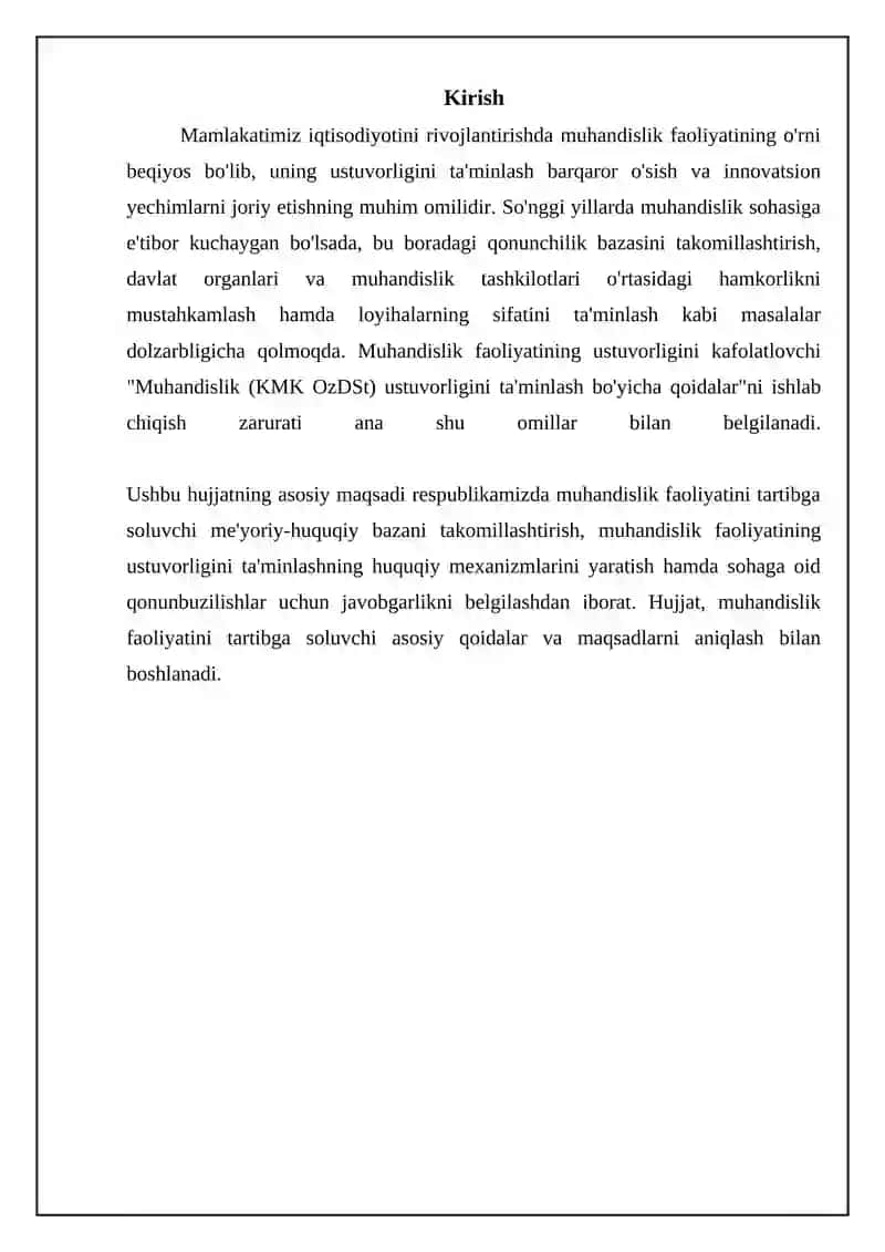 Muhandislik ustuvorligini ta'minlovchi normativlar (KMK OzDSt) 3
