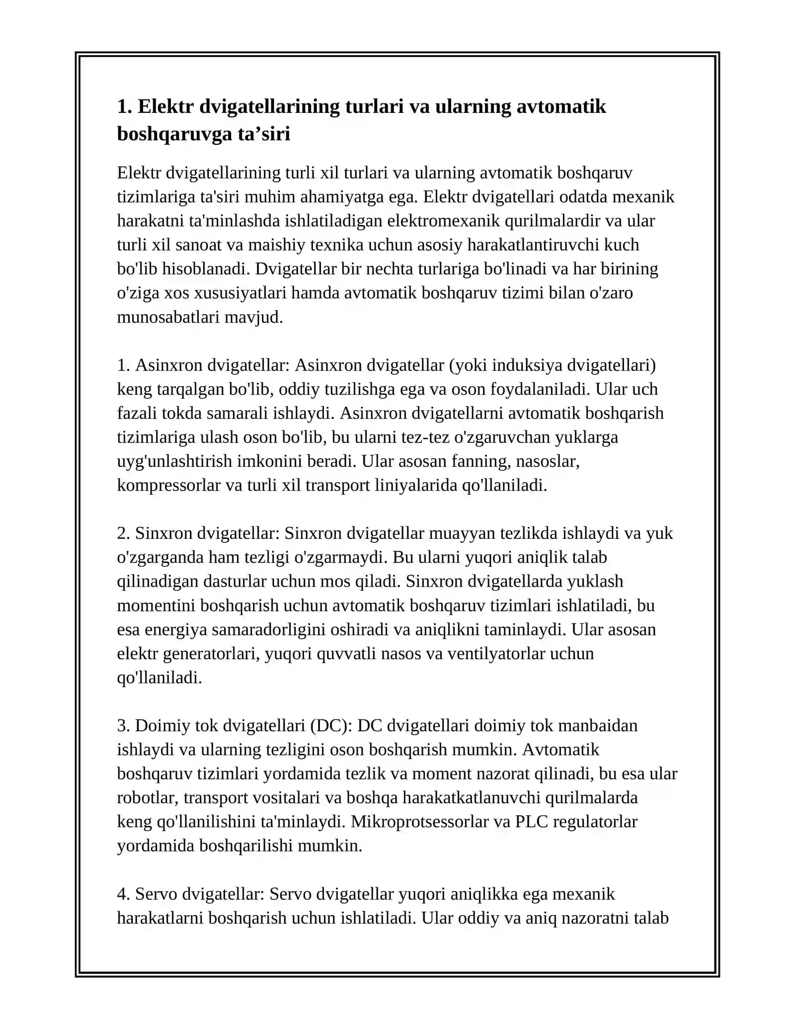 ELEKTR DVIGATELNI AVTOMATIK BOSHQARISH TIZIMINI LOYIHALASH 3