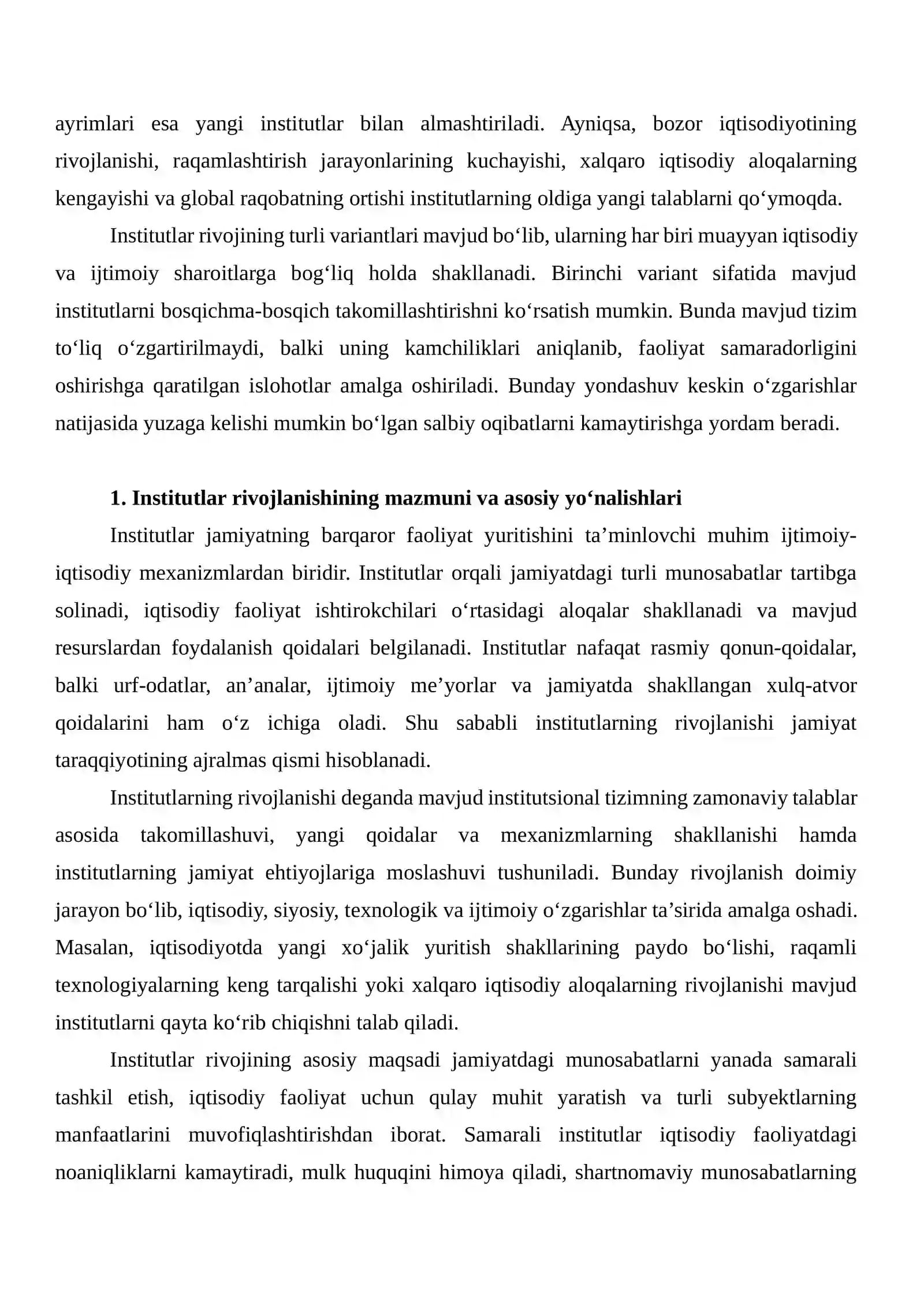 Institutlar rivoji variantlari bo‘yicha tahlil 3