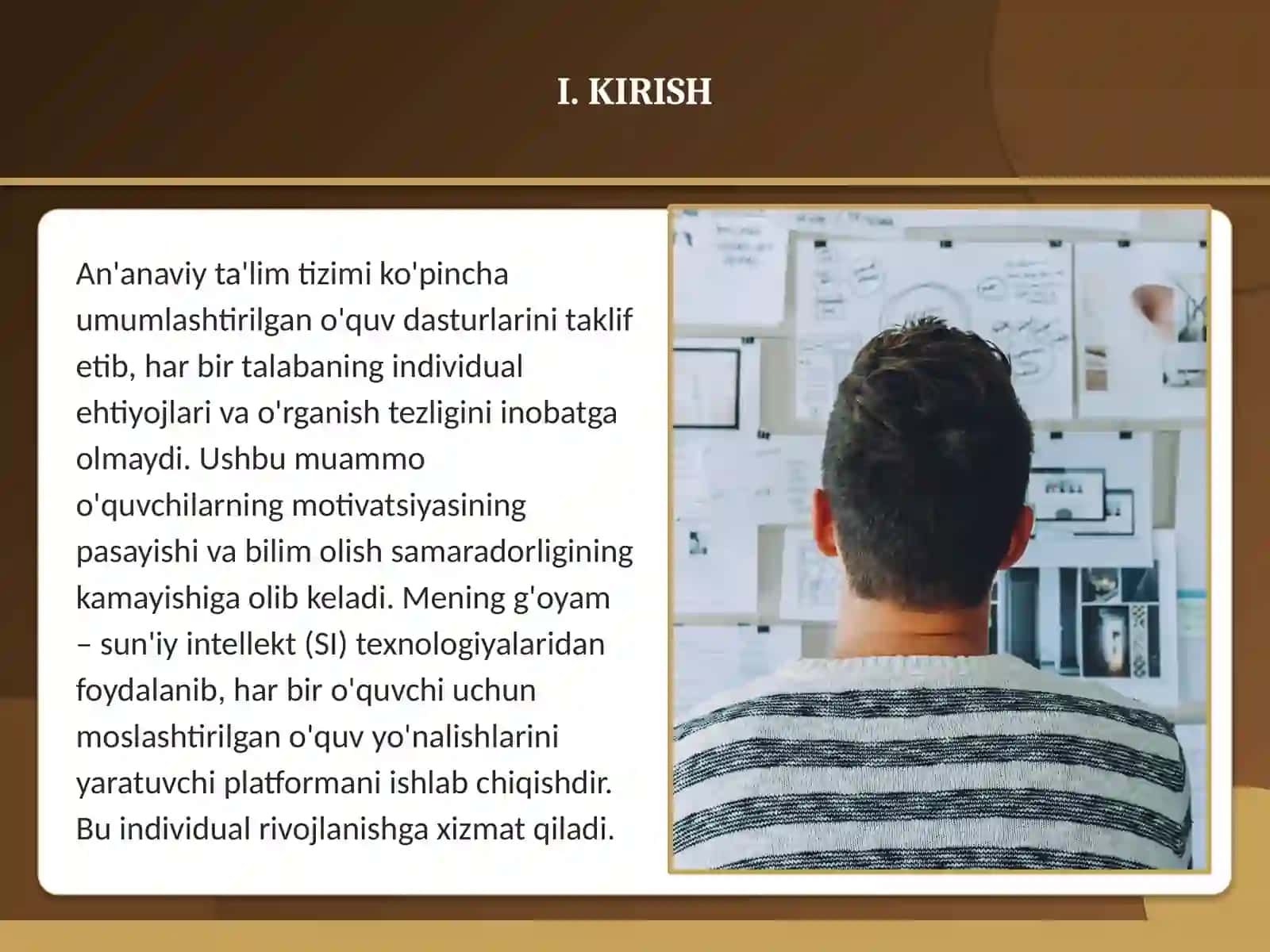 Mening g'oyam: Sun'iy intellekt asosidagi shaxsiy o'quv yo'nalishlarini yaratish platformasi 3
