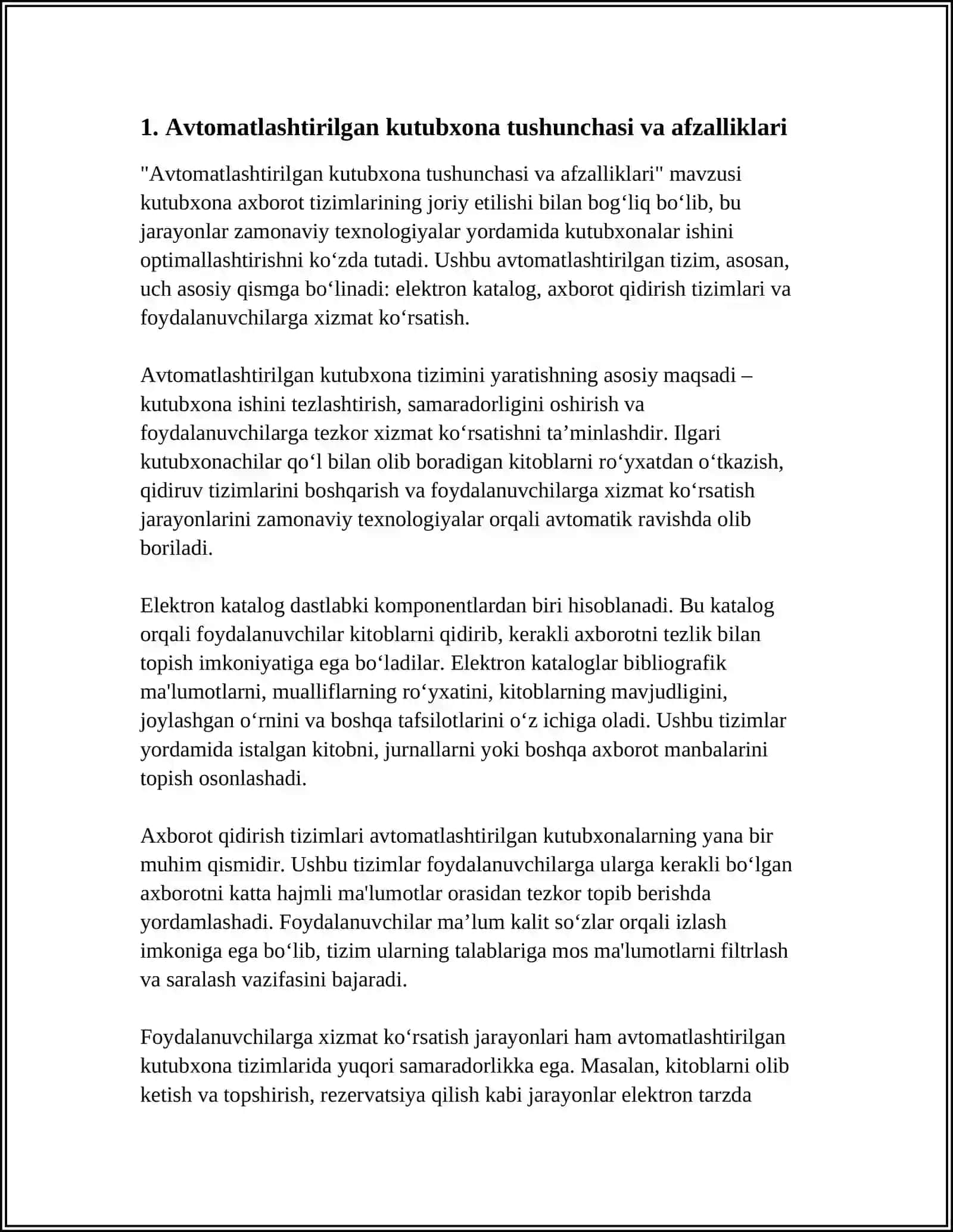 AVTOMATLASHTIRILGAN KUTUBXONA - KUTUBXONA AXBORAT TIZIMLARI 3