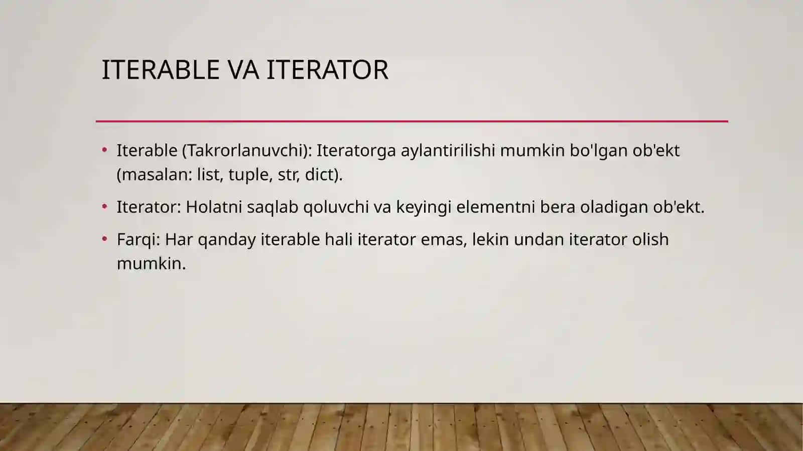 Pythonda iteratorlar 3