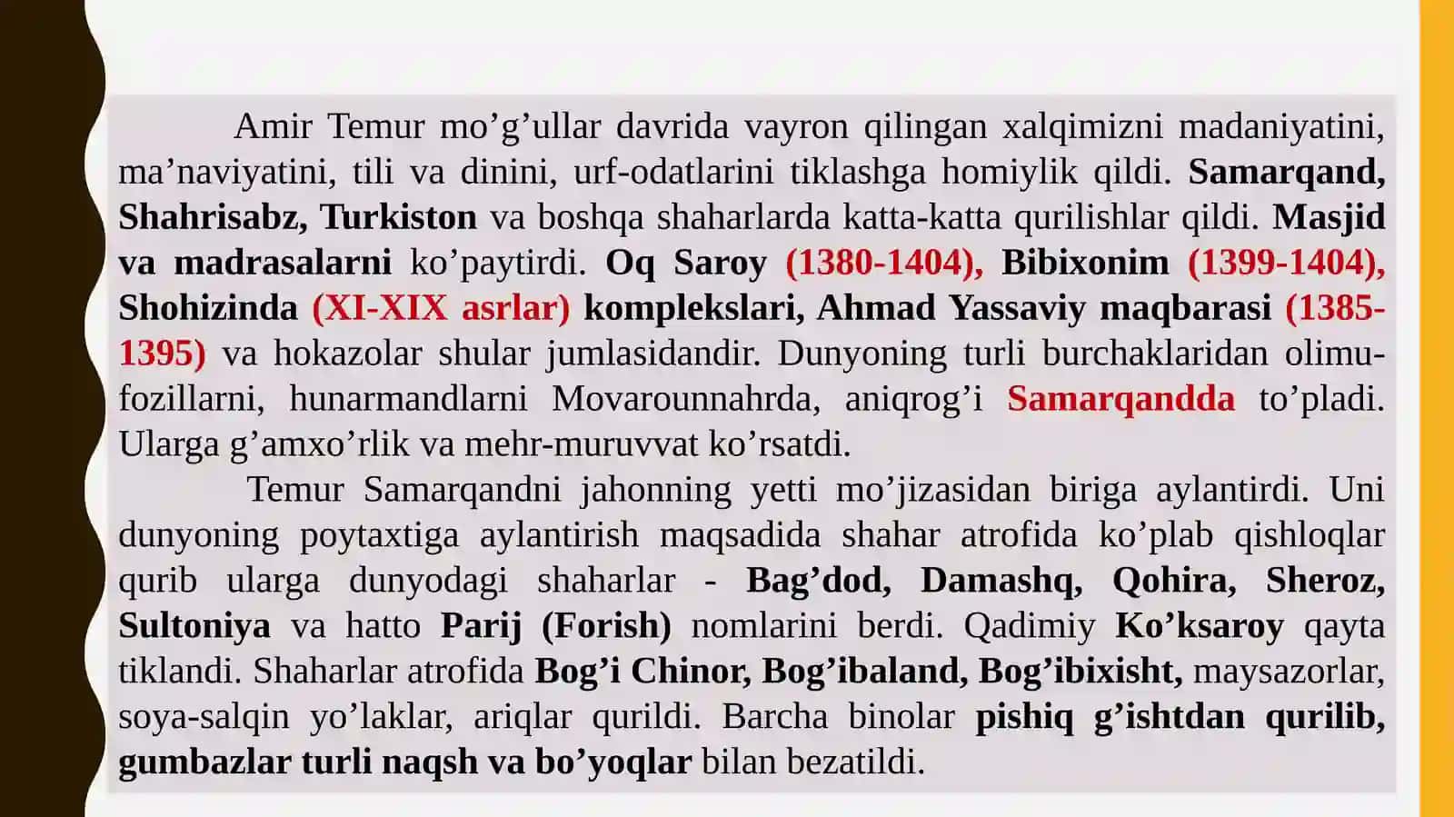 Temur va Temuriylar hukmronligi davri 3