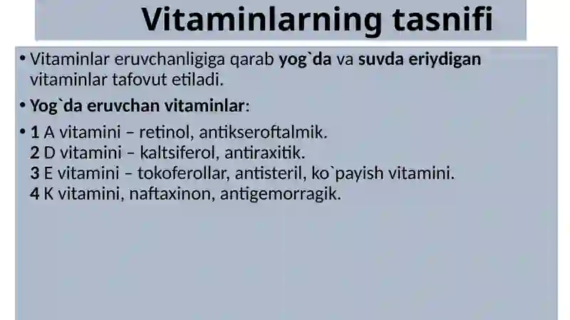 Toshkent Tibbiyot Akademiyasi 1-son Davolashishi fakulteti 107-B guruhi talabasi Umarov Bekzodning Tibbiy kimyo fanidan "Nasliya vitamin ozlar" mavzusida taqdimoti 3