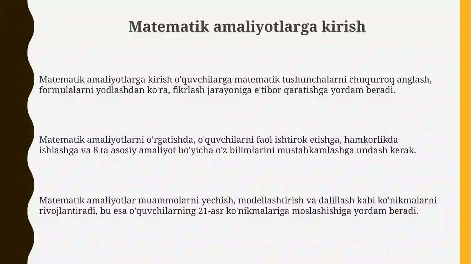 Matematika amaliyotida qilingan ishlar 3