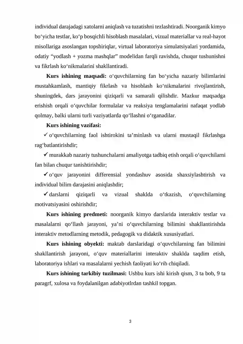 Noorganik Kimyo Darslarida Interaktiv Testlar 3