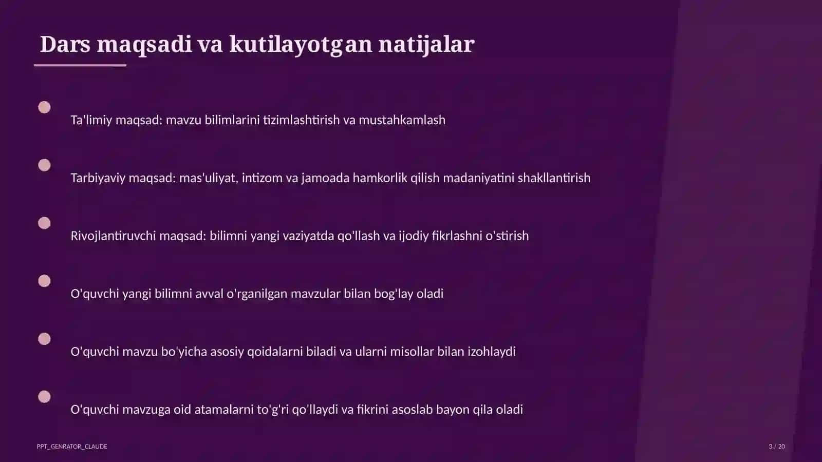 Maqsad va natijalar 3