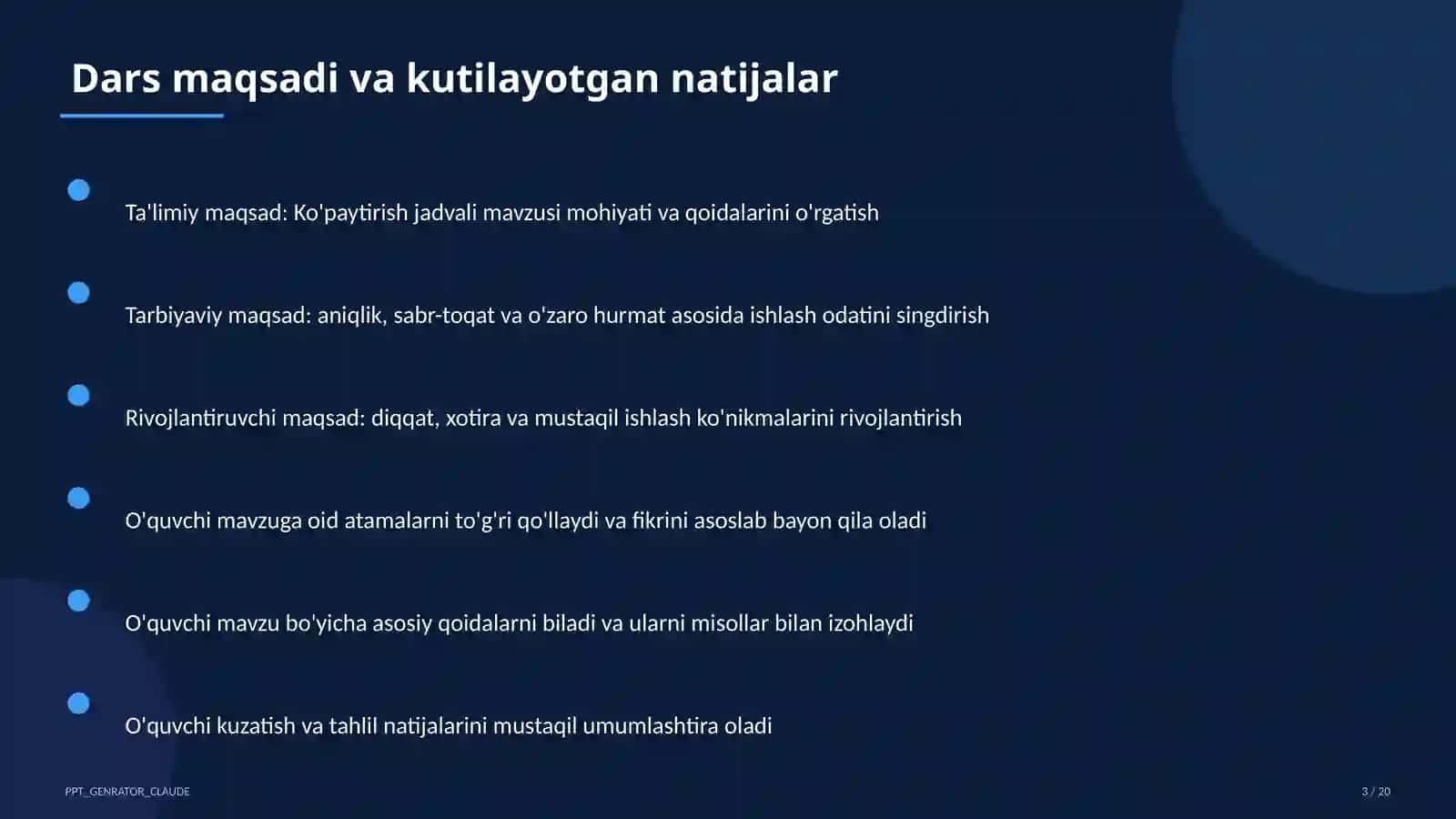 Ko'paytirish jadvali (2-sinf) 1