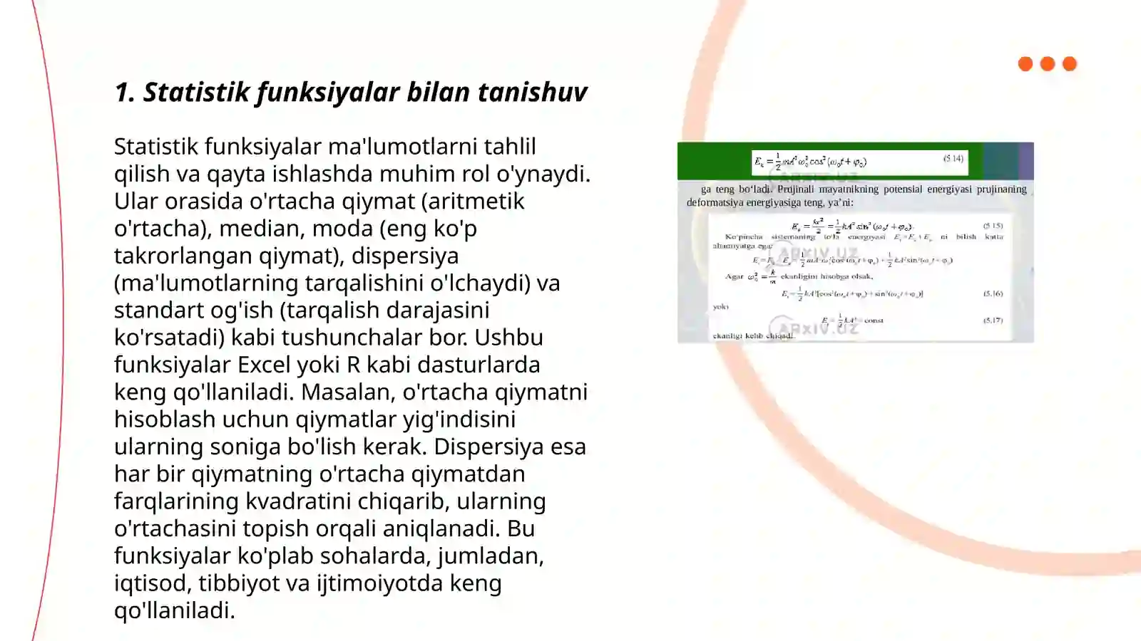 Statistik funksiyalar 3
