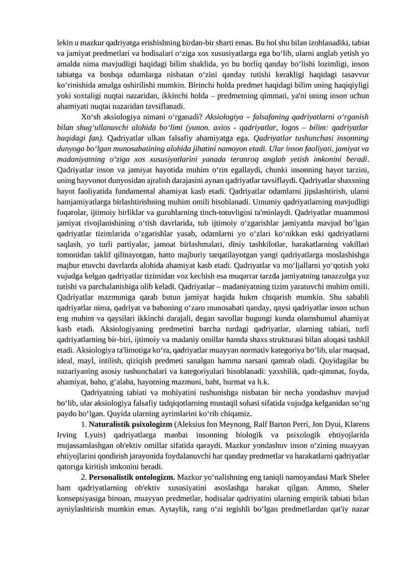 Qadriyatlar falsafasi (aksiologyia) 3