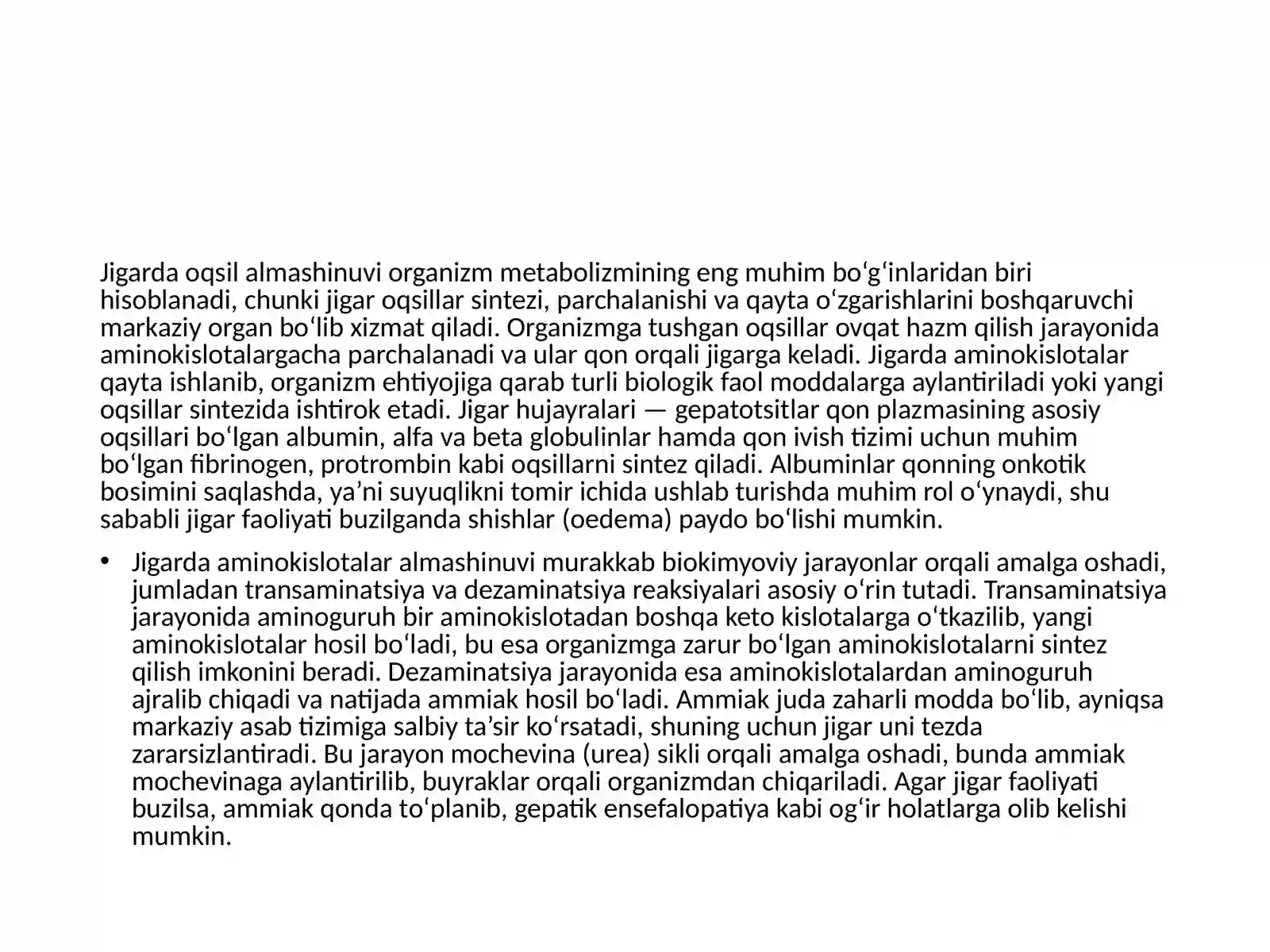 Jigarning oqsillar almashinuvidagi ahamiyati 3