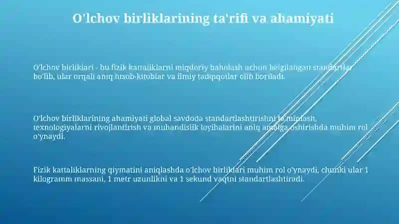 Oʻlchov birliklari haqida misol va masalalar 3