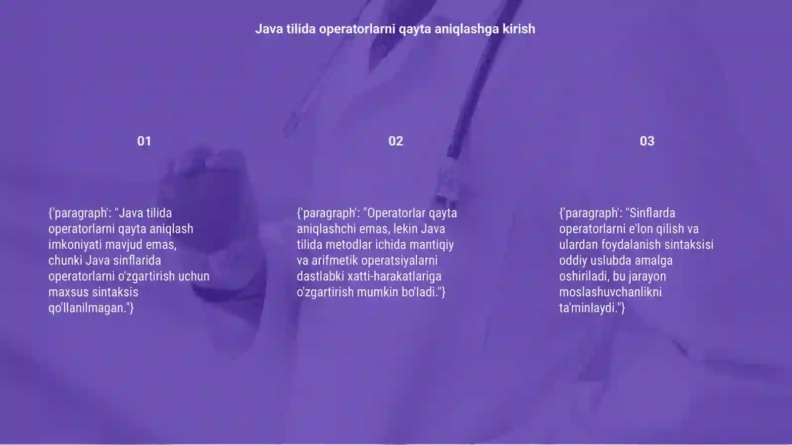 Java tilida operatorlarni qayta aniqlash 3