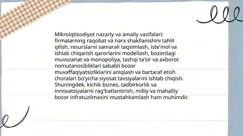 Iqtisodiyotni erkinlashtirish sharoitida mikroiqtisodiyot fanining vazifalari 3