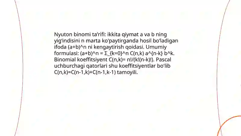 Nyuton binomi. Paskal uchburchagi 3