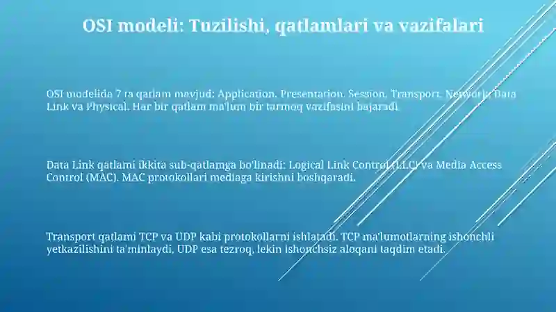 OSI va TCP/IP modellari: tuzilishi, vazifalari va farqlari 3