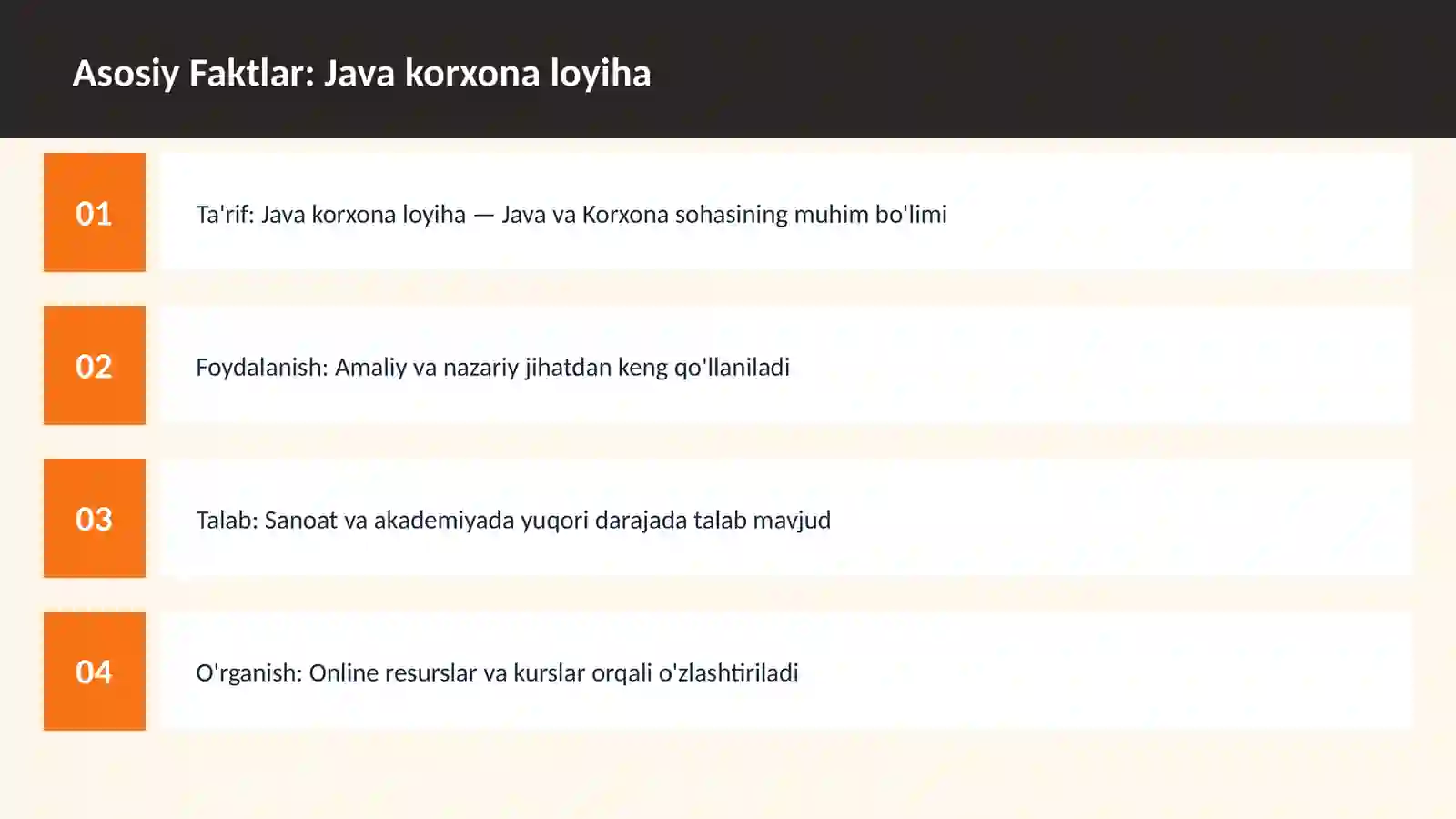 DASTURLASH | JAVA VA KORXONA 3