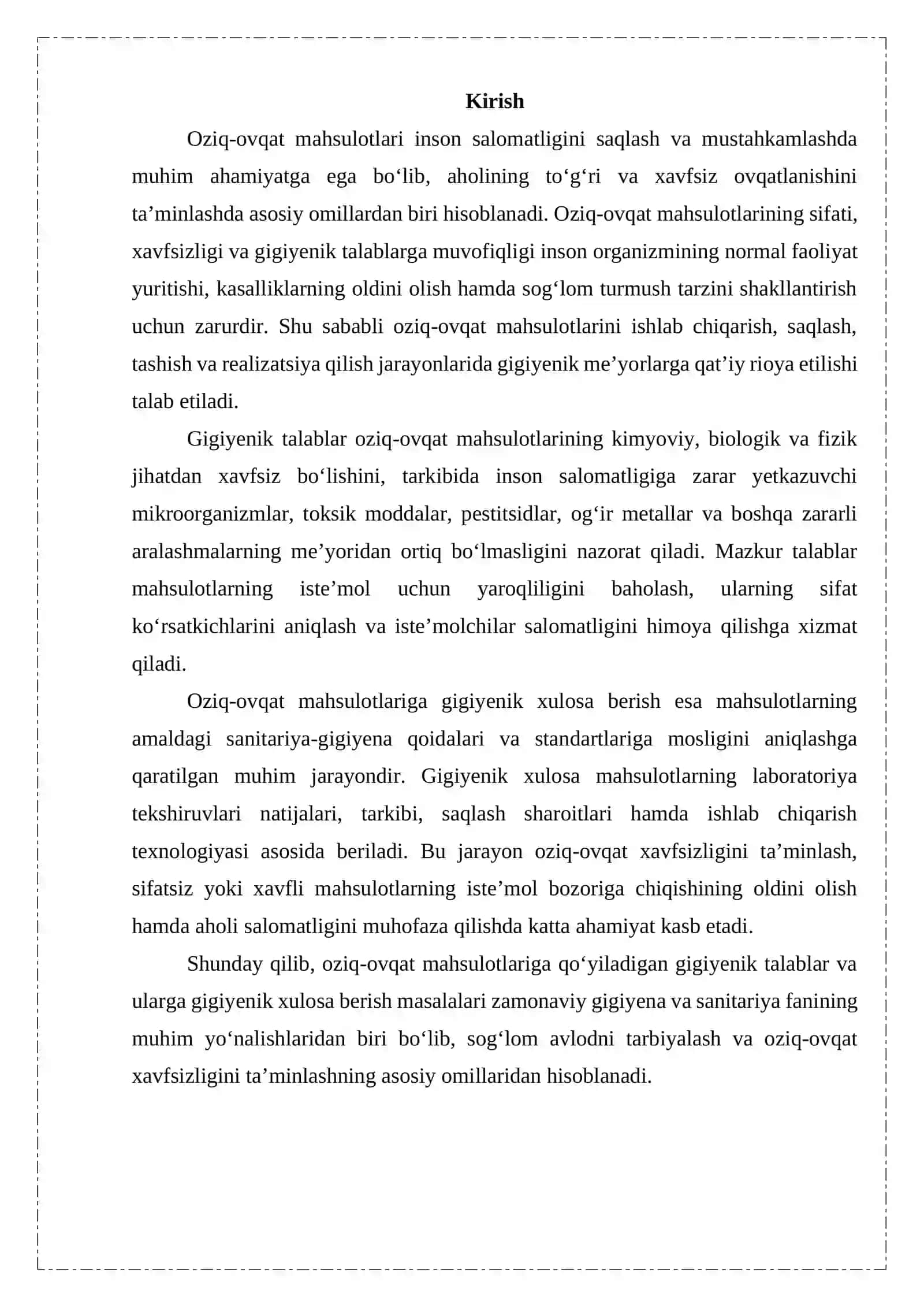Oziq -ovqat mahsulotlariga gigienik talablar va gigienik hulosalar berish 3