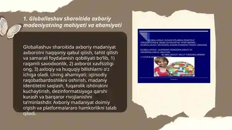 Globallashuv davrida axboriy madaniyat zarurati Tuyg'izboyeva Shohista 3