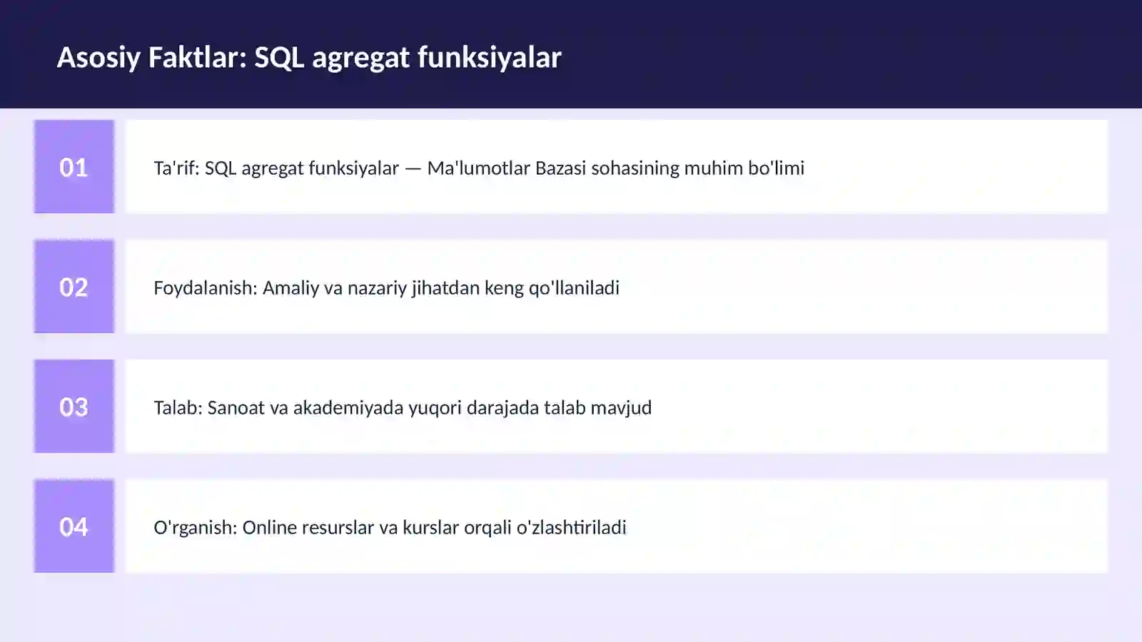 SQL agregat funksiyalar 3