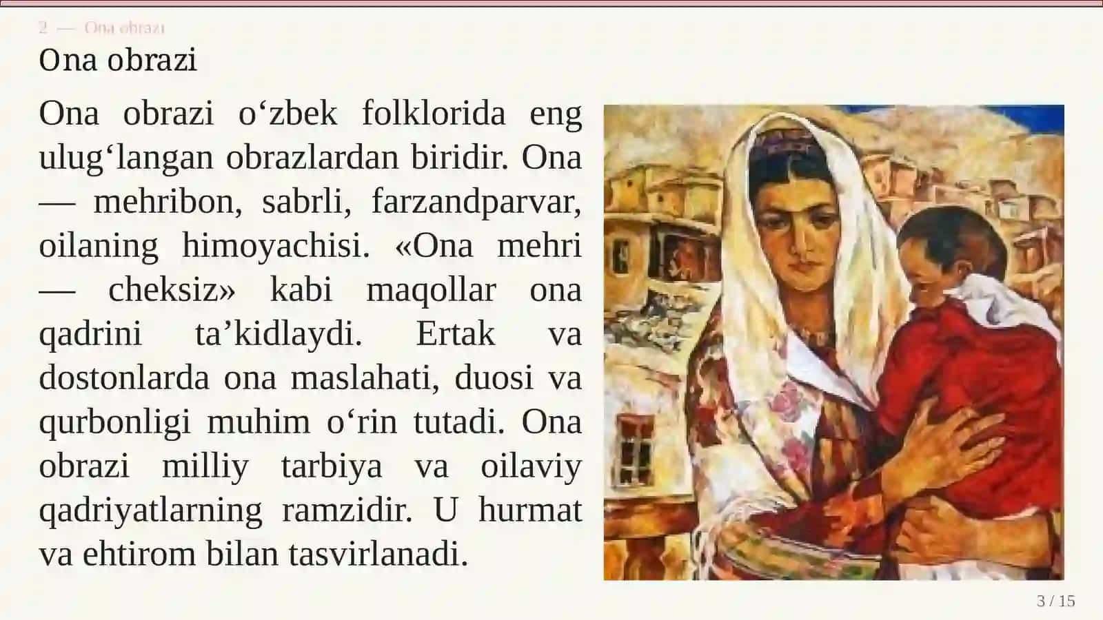 O‘ZBEK XALQ IJODIDA AYOL OBRAZI 3