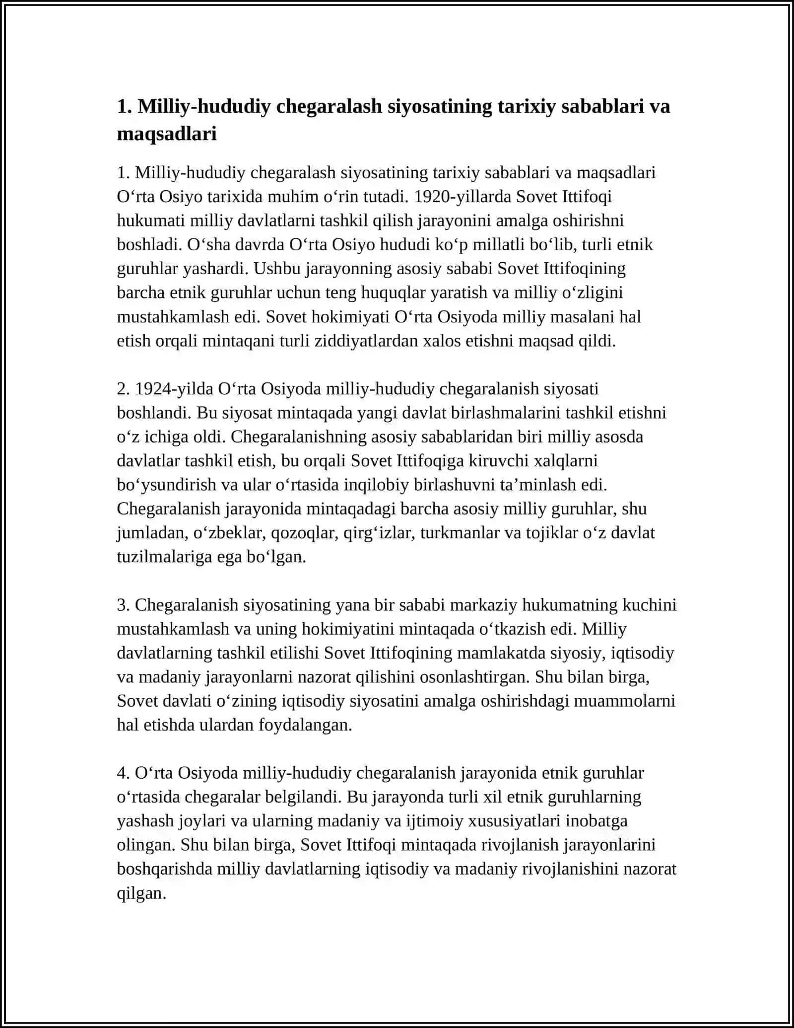 O'RTA OSIYO RESPUBLIKALARIDA O'TKAZILGAN MILLIY-HUDUDIY CHEGARALANISH O'ZBEKISTON SSRNING TASHKIL TOPISHI 3
