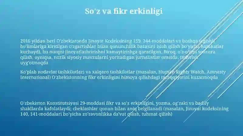 Yangi O'zbekiston dainson-haqq-huquqlari va erkinliklari kafolatining yaratilishi 3