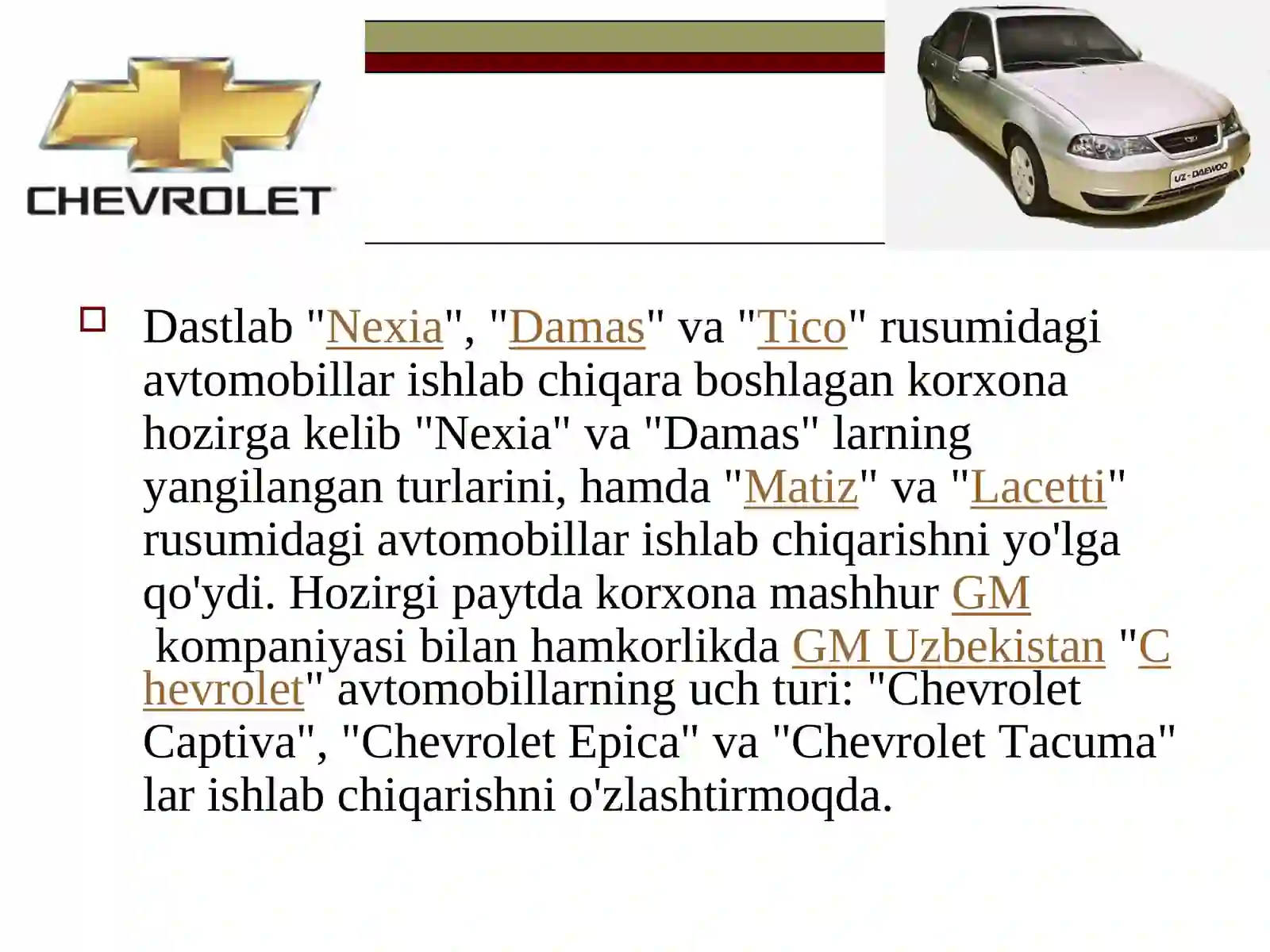 GM-O'zbekistonCHEVROLET 3