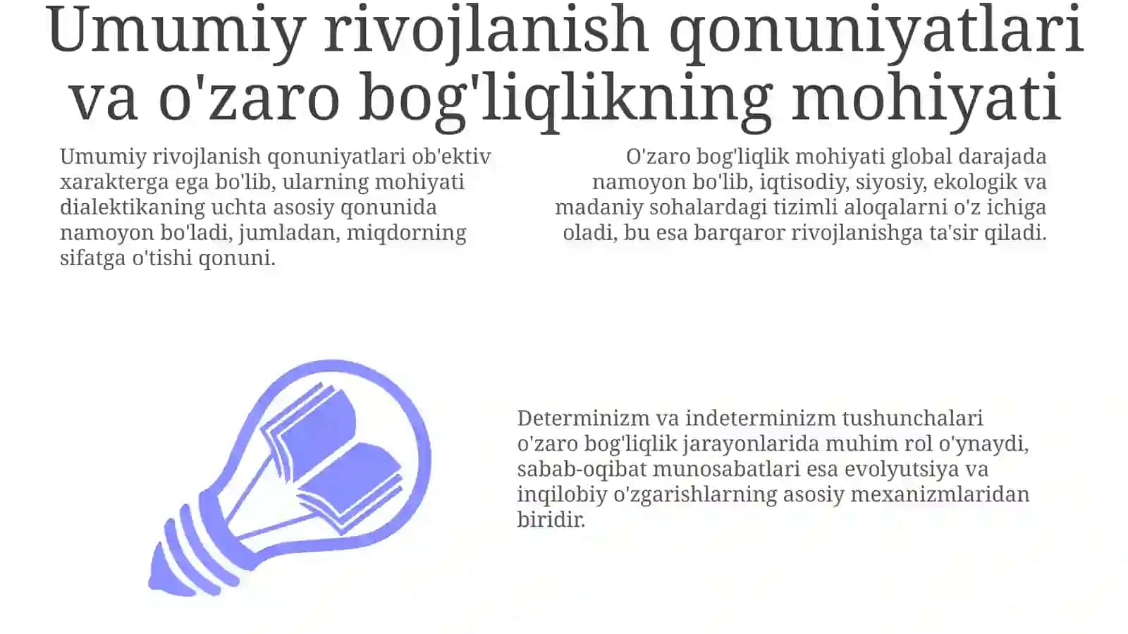 Rivojlanish va o'zaro aloqadorlikning umumiy qonuniyatlari 3