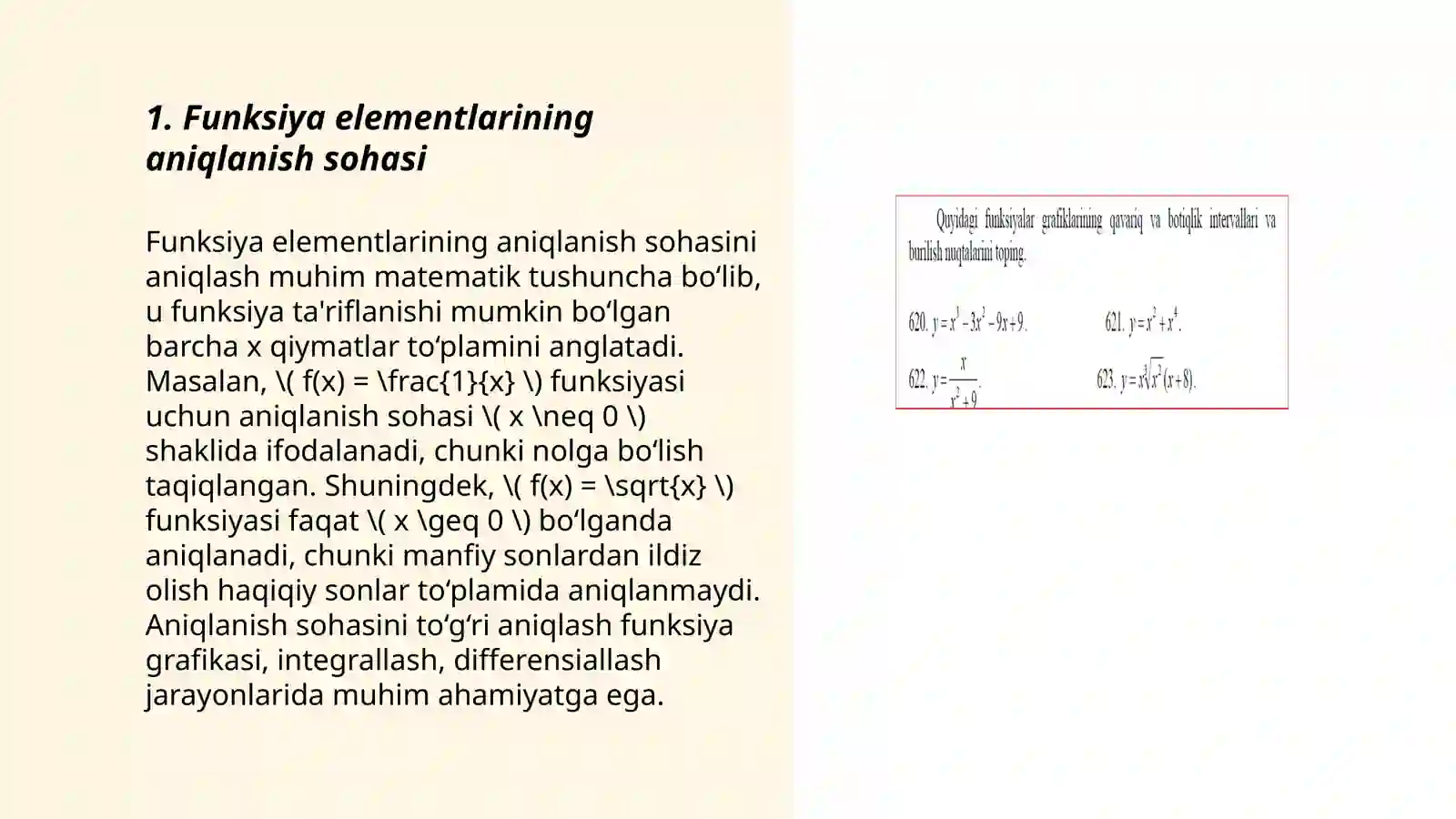 Funksiyaning aniqlanish sohasi 3