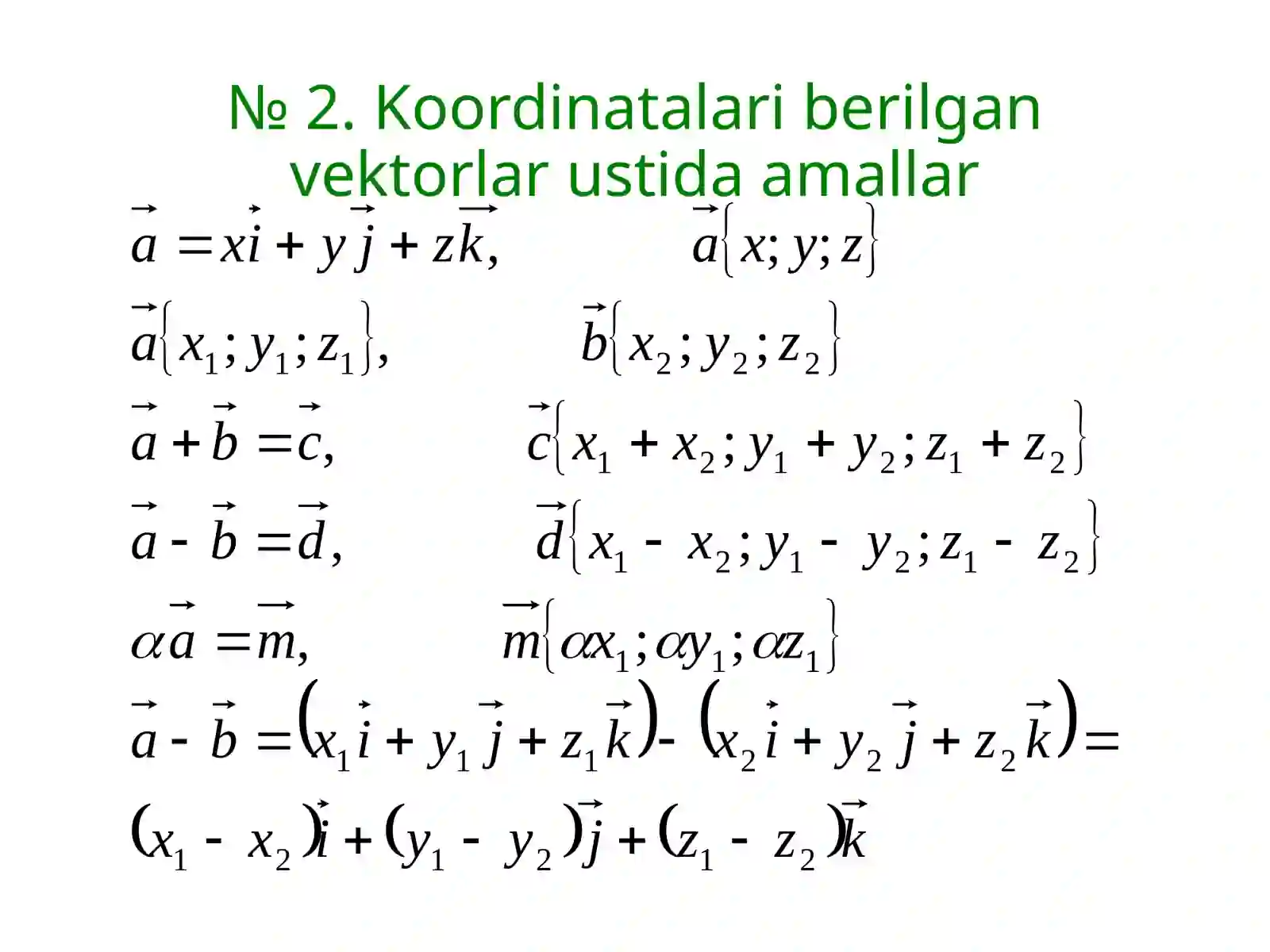 Vektorlar ustida amallar 3