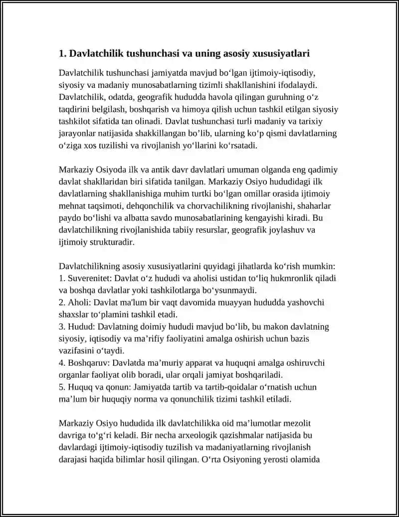 DAVLATCHILIK TUSHUNCHASI.MARKAZIY OSIYO HUDUDIDAGI ILK VA ANTIK DAVR DAVLATLARI 3
