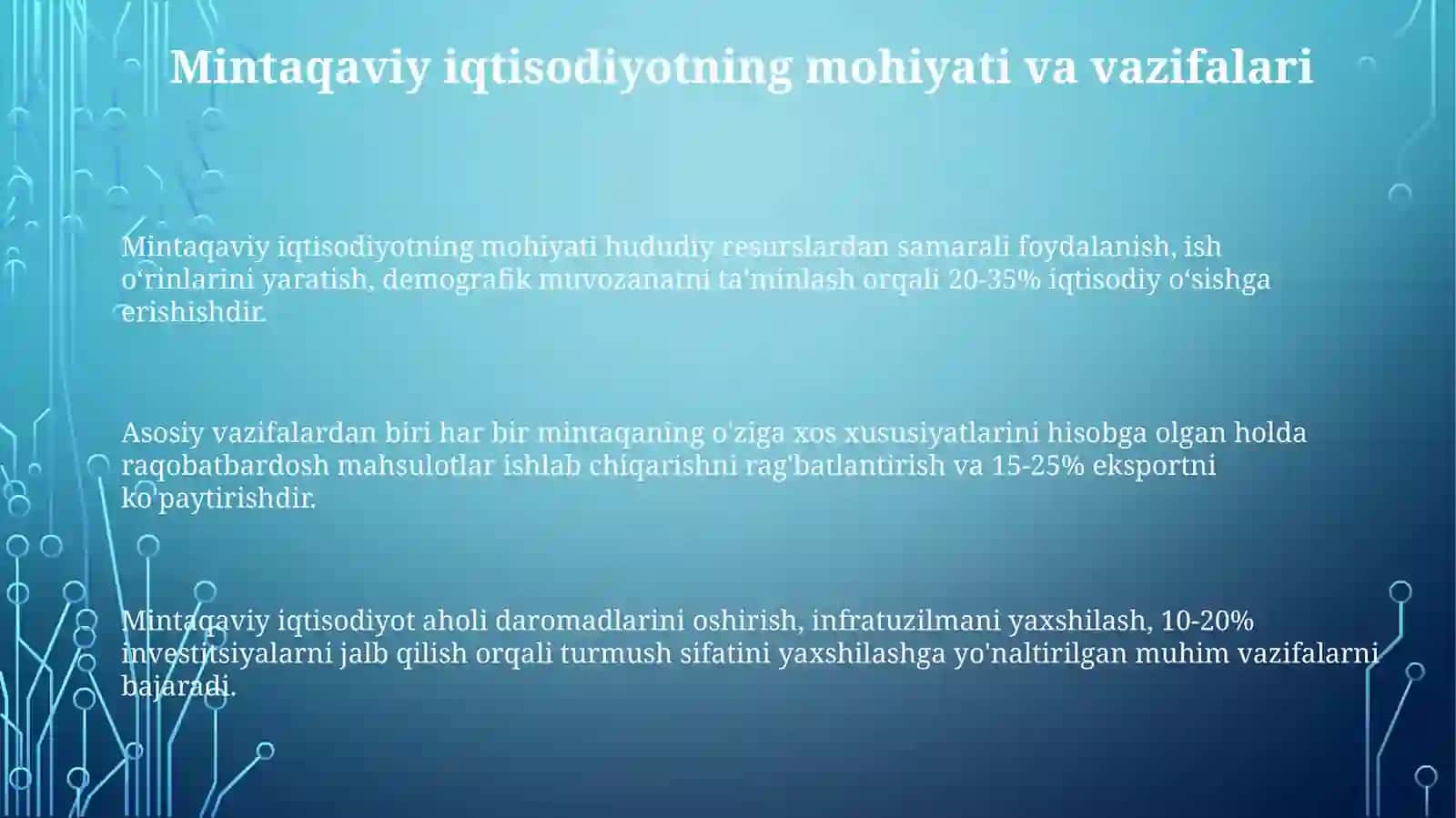 Mintaqaviy iqtisodiyot faniga kirish 3