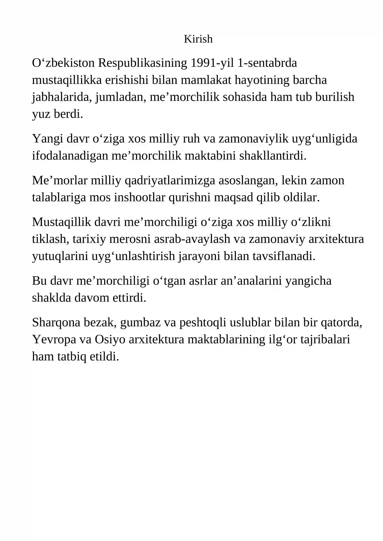 Mustaqillik davri me’morchiligi 3