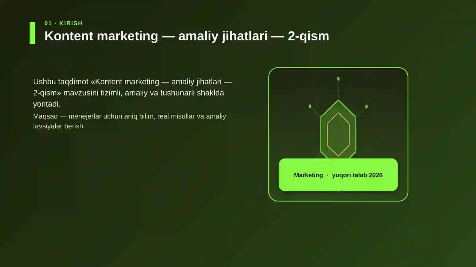 Kontent marketing — amaliy jihatlari — 2-qism 3