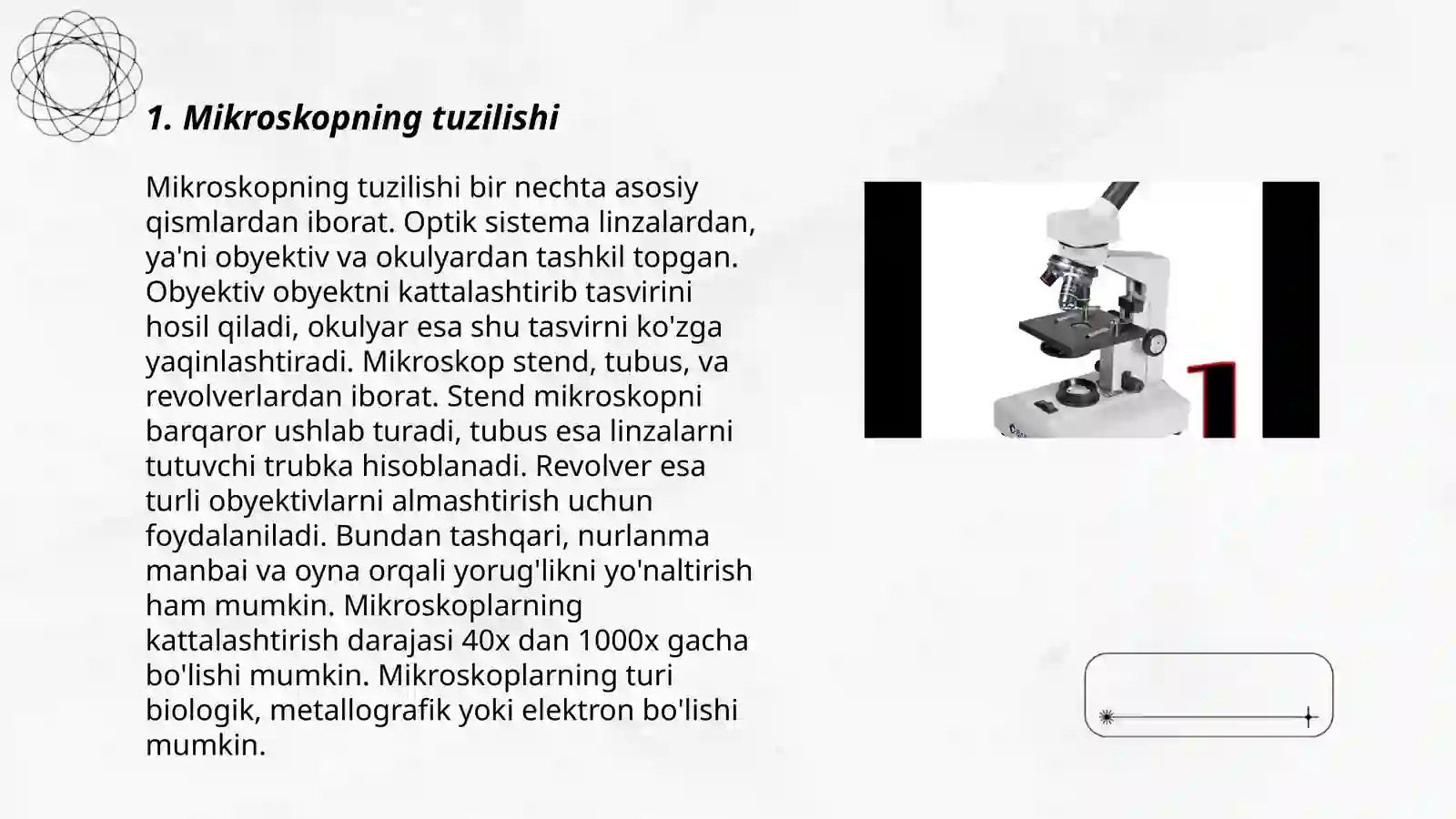 Mikroskop. Mikroskop bilan ishlash qoidasi. Vaqtinchalik preparatiar tayyorlash 3
