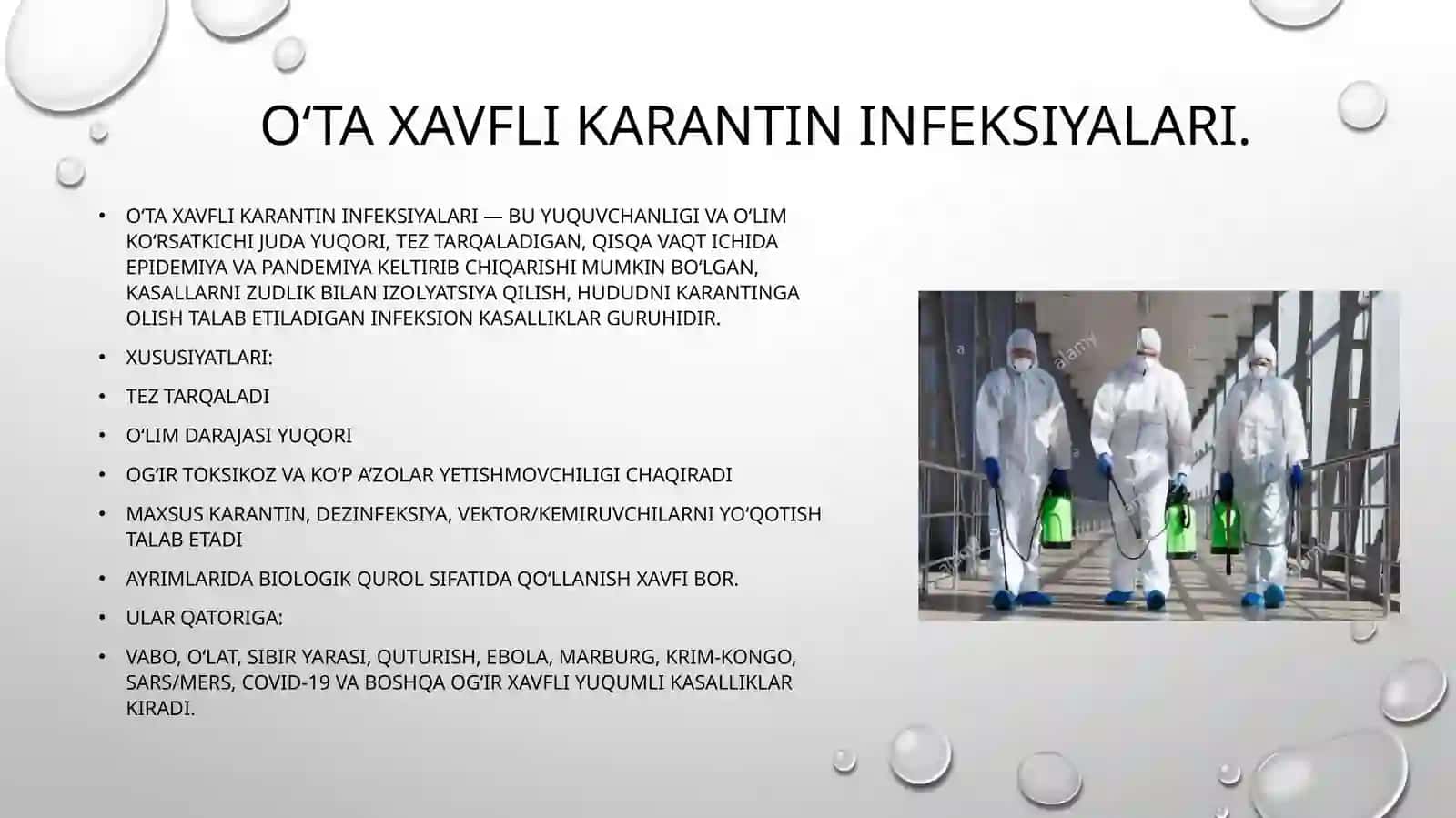 O’ta xavfli karantin infeksiyalarning epidemiologiyasi va profilaktikasi (QKGI, vabo, o’lat, kuydirgi) 3