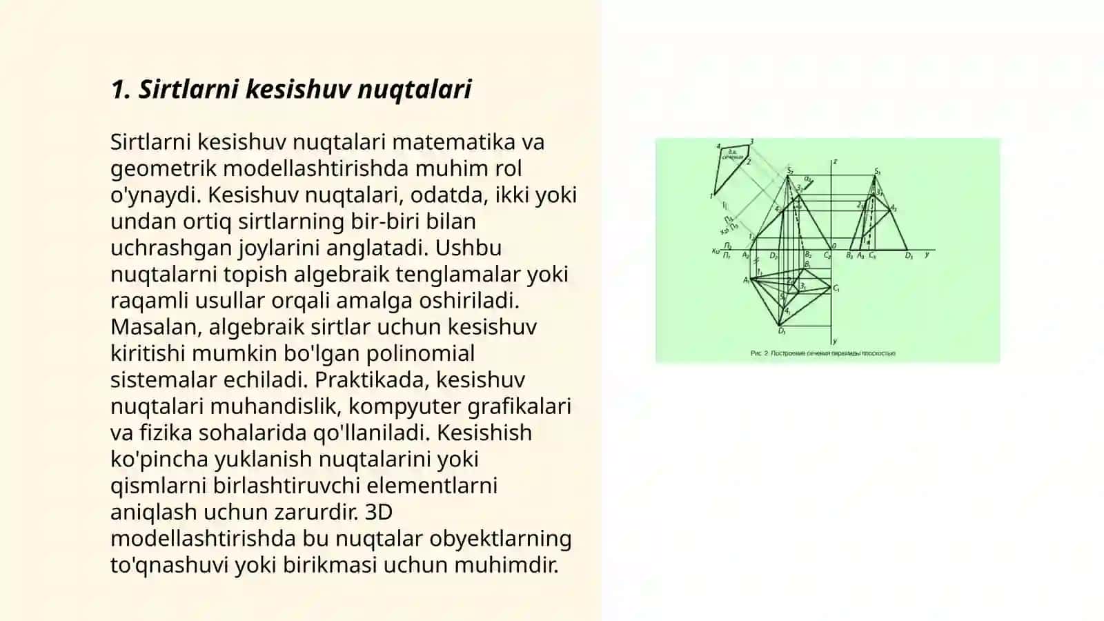 Sirtlarni kesishuv nuqtalari 3