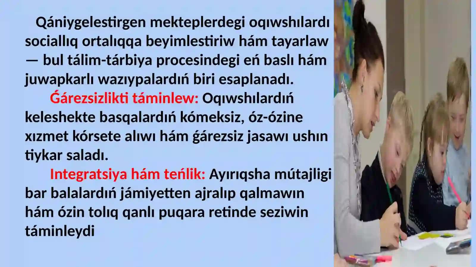 Qániygelestirgen mektep oqıwshıların socialliq turmısqa tayarlaw 3