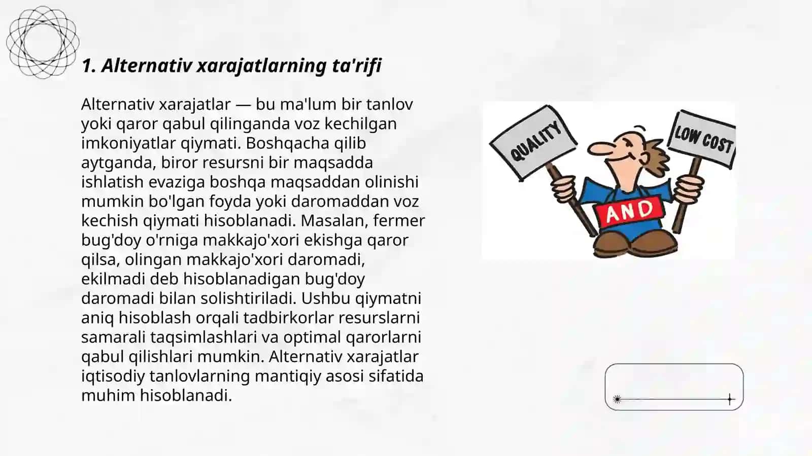 Alternativ xarajatlar 3