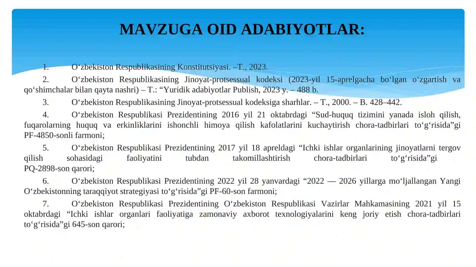 JINOYAT-PROTSESSUAL HUQUQ MA'RUZA MASHG‘ULOTI 3